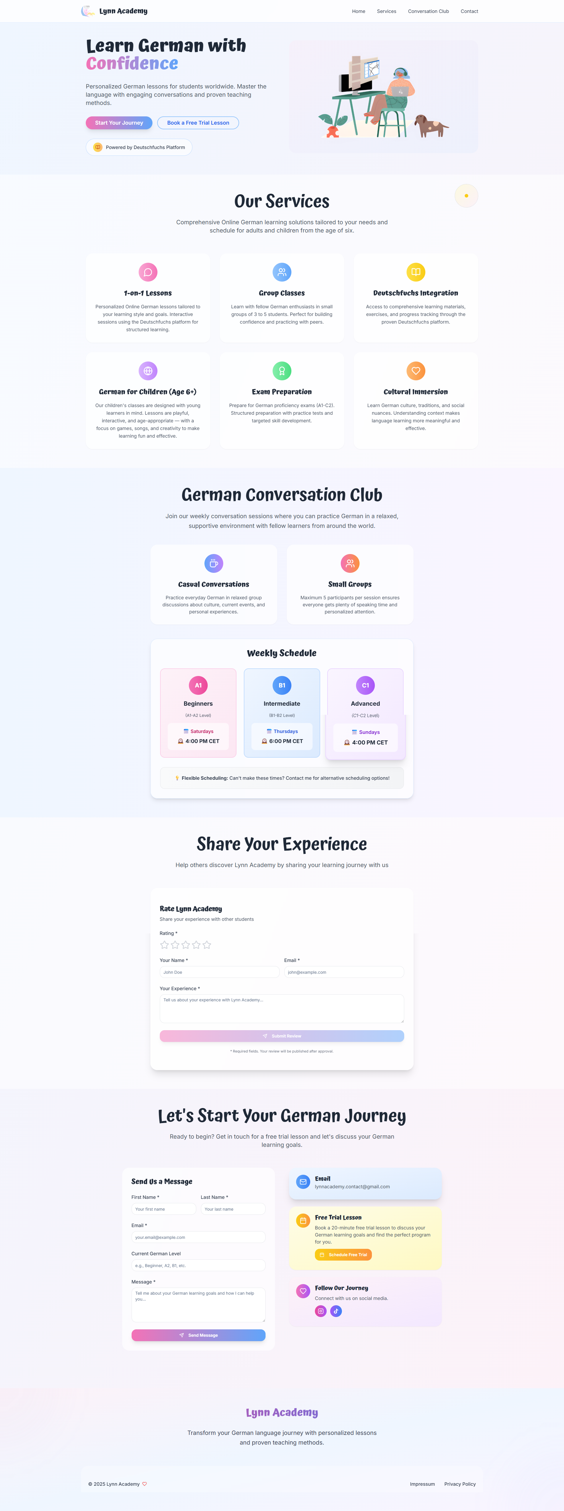 Lynn Academy - Deutsche Sprachschule Website